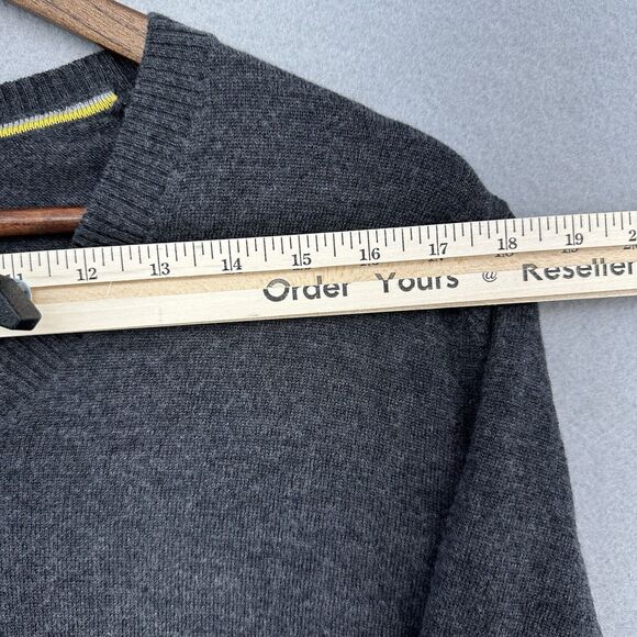 Banana Republic 100% Extra Fine Merino Wool V Neck Sweater Gray Men’s L Preppy - Picture 5 of 7